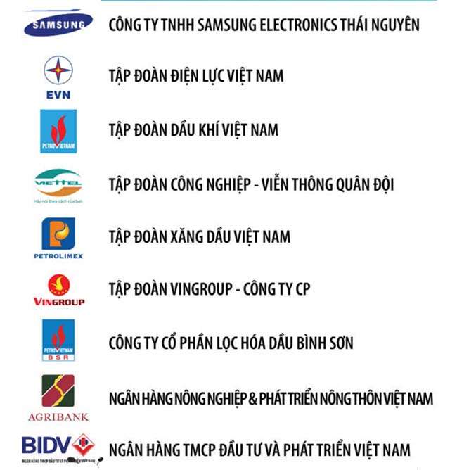 Top 10 Doanh nghiệp lớn nhất Việt Nam năm 2021