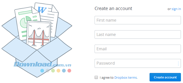 Đăng ký tài khoản Dropbox