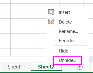 Bỏ ẩn tab trong Excel