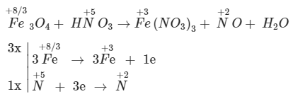 Cân bởi phương trình phản xạ Fe3O4 + HNO3 → Fe(NO3)3 + NO + H2O