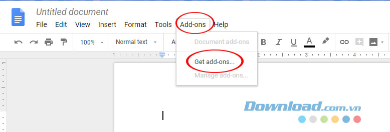 Tính năng thêm add-on trên Google Docs  Bước 2: