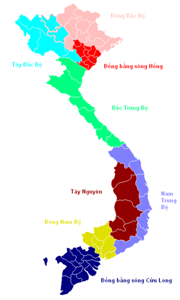 Bản đồ Duyên hải Nam Trung Bộ (màu đỏ đậm)