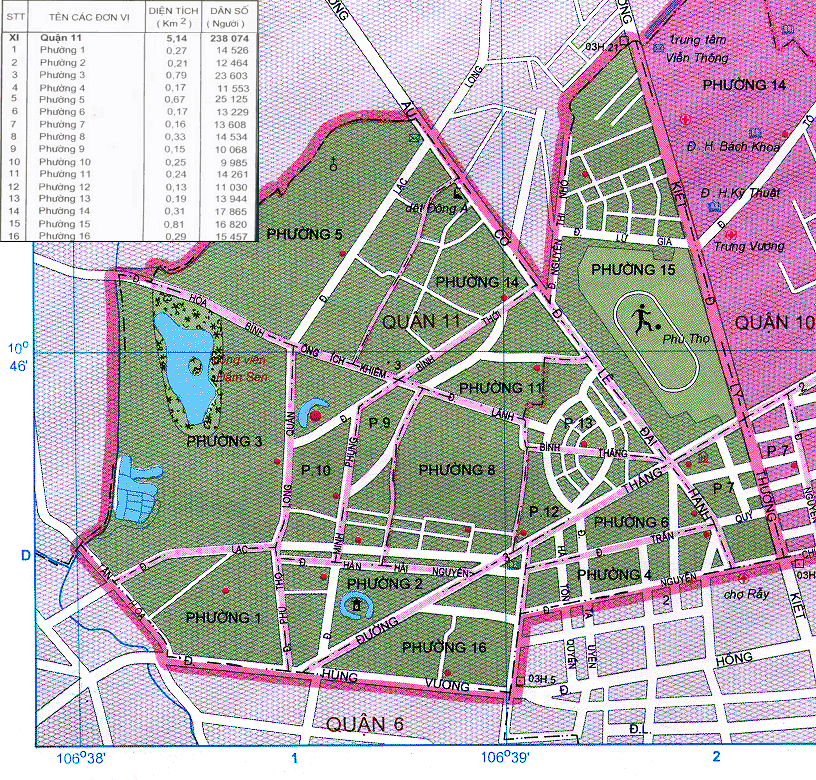 Bản đồ giao thông trên địa bàn Quận 11