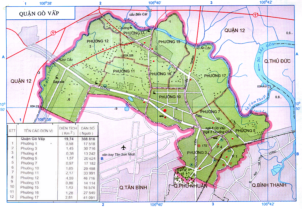 Bản đồ hành chính các phường tại Quận Gò Vấp năm 2022