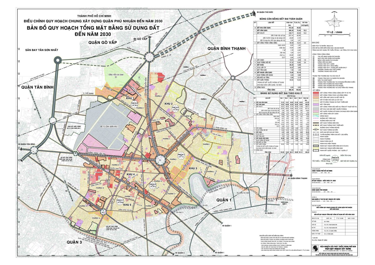 Bản đồ quy hoạch sử dụng đất Quận Phú Nhuận đến năm 2030