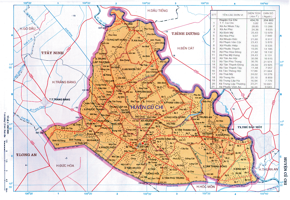 Bản đồ hành chính và ranh giới huyện Củ Chi năm 2022