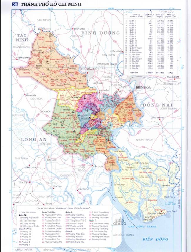 Bản đồ Hồ Chí Minh cũ (Quận 2, Quận 9, Quận Thủ Đức chưa sáp nhập)