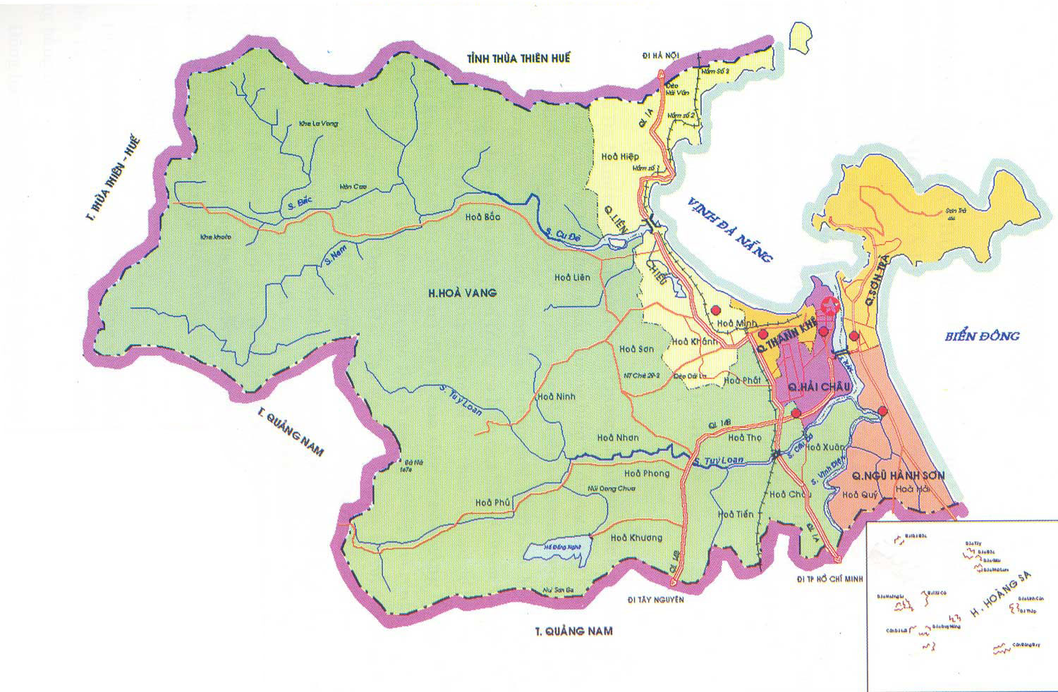 Bản đồ ranh giới với các tỉnh khác của TP Đà Nẵng