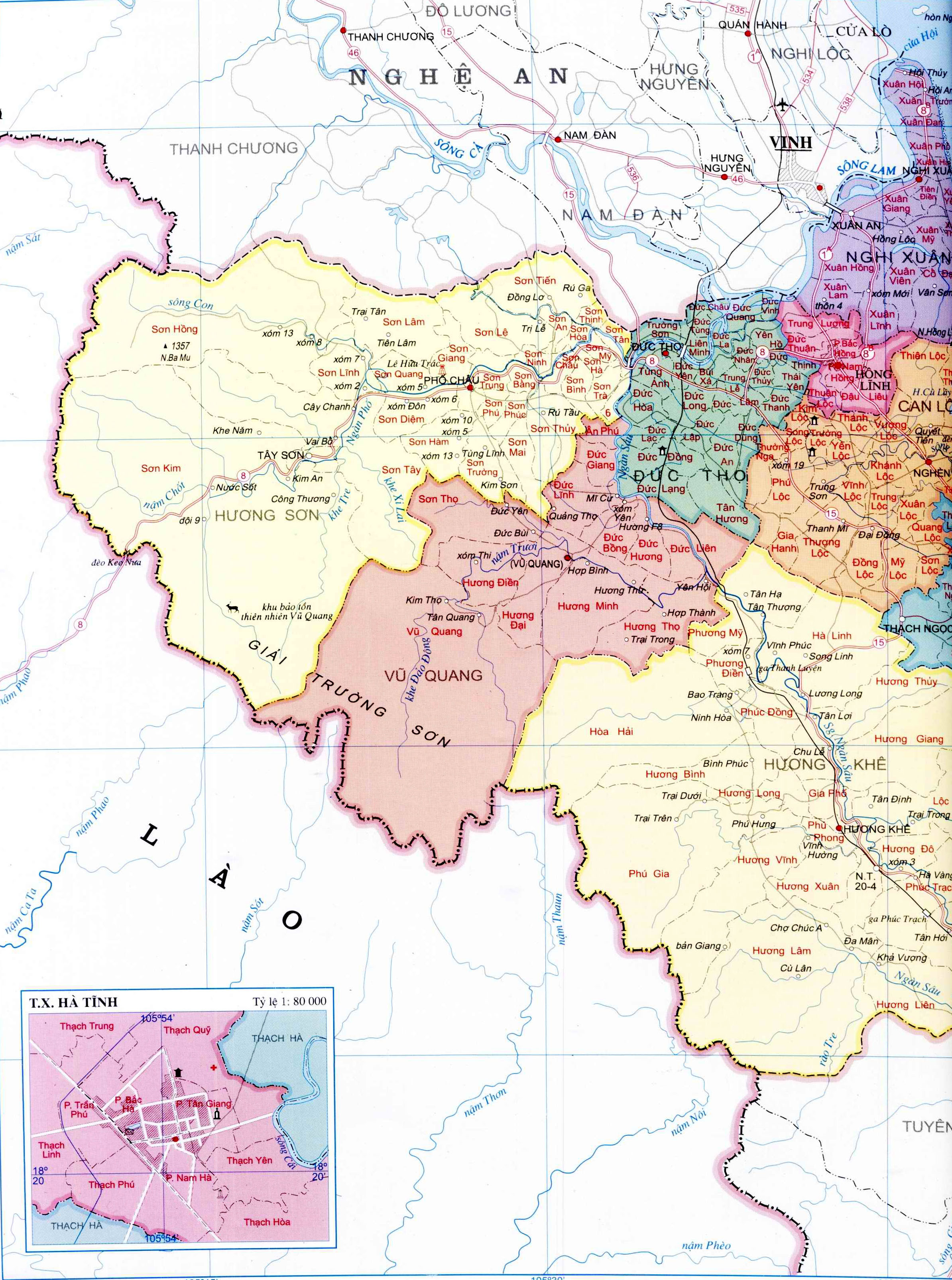 Bản đồ hành chính tỉnh Hà Tĩnh (Trang 2)