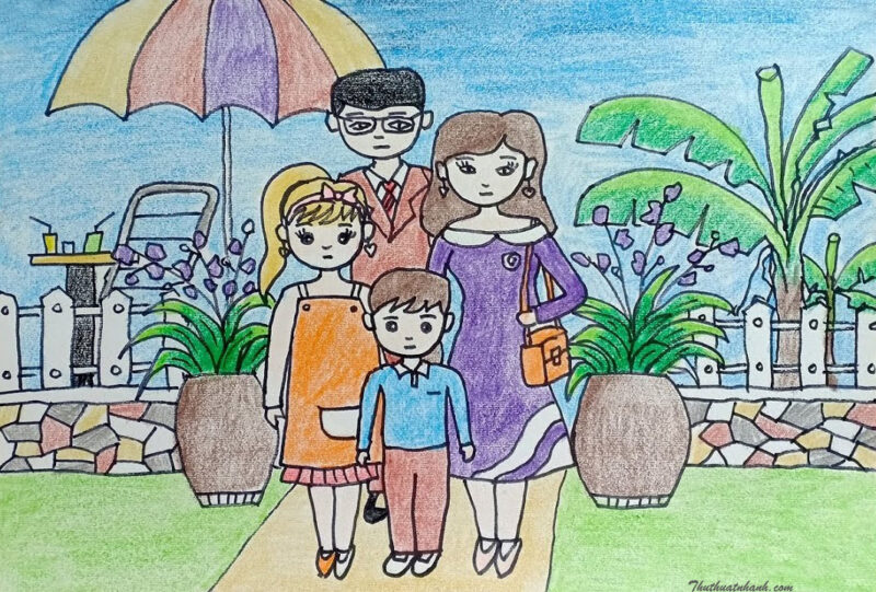Vẽ tranh ước mơ của em có một gia đình hạnh phúc