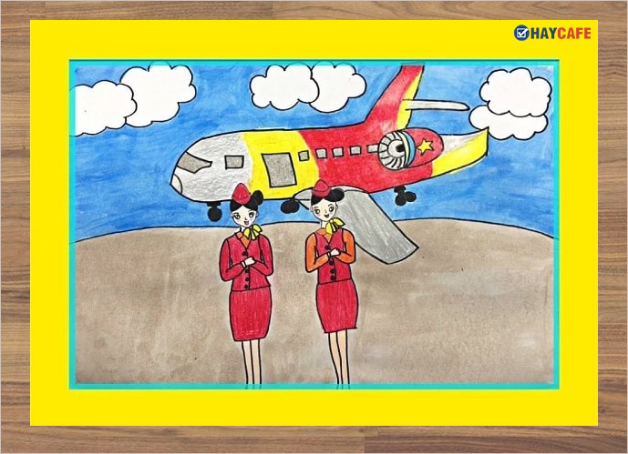 Vẽ tranh ước mơ của em thành tiếp viên hàng không