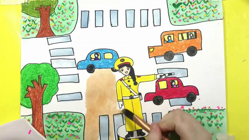 Vẽ tranh ước mơ em làm công an giao thông