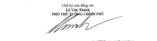 Chữ ký phó thủ tướng Lê Văn Thành