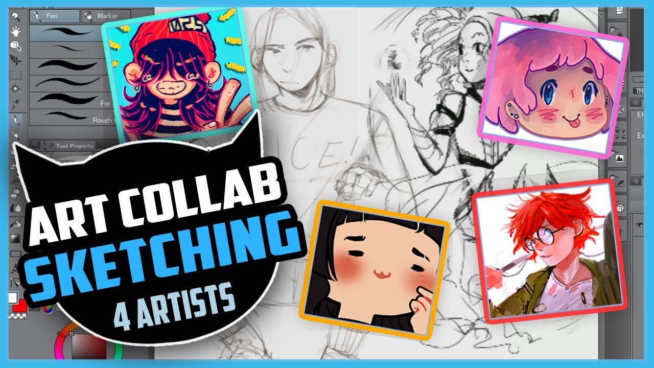 ART COLLAB! 4 Artists 4 Ways To Sketch (with Gentletrees, Geleekinder,  CiuQiu) - YouTube