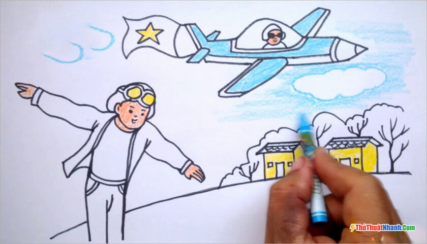 vẽ tranh đề tài ước mơ của em làm chú phi công lái máy bay