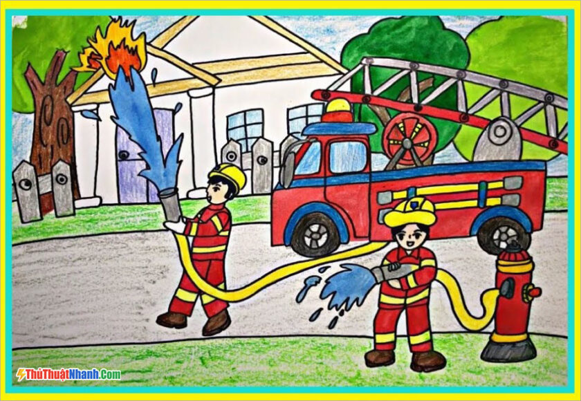 vẽ tranh đề tài ước mơ của em làm người lính cứu hỏa