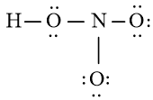 Xác định công thức Lewis của nitric acid HNO3. Cho biết nguyên tử H liên kết với O