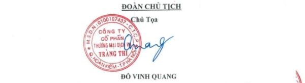 Chữ ký ông Đỗ Vinh Quang