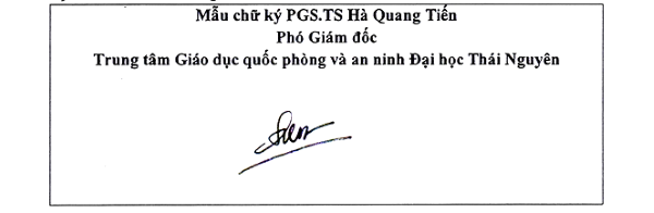 Chữ ký ông Hà Quang Tiến